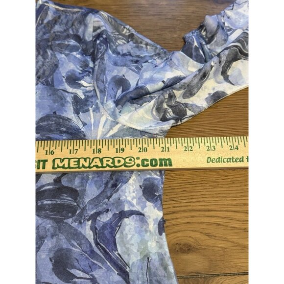 One World Live & Let Live Knit Tunic Sz L Blue Rhinestone Artsy Asymmetrical Hem - Picture 7 of 12